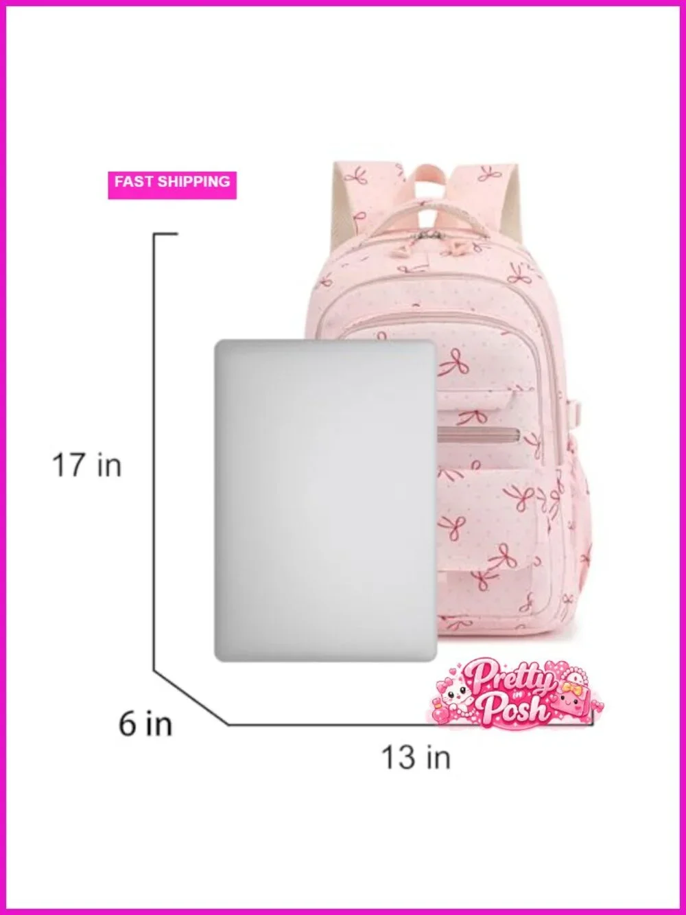 Water Resistant Polyester Backpack with Padded Laptop Sleeve for Kids School